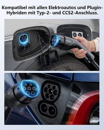 Мобільна зарядна станція Wallbox 11 кВт (3-фазна) з кабелем 7м, роз'єм Type 2, CEE 16A, адаптер-сет | Зарядка для електромобілів та PHEV | IP65, 6/8/10/13/16A