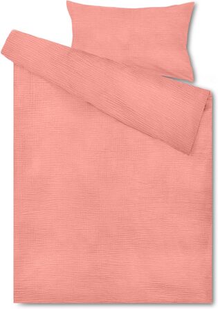 Набір постільної білизни для ліжечка Hook з мусліну 100% бавовни (100x135 см) – дихаючий та м'який, ручної роботи | Комплект постільної білизни для малюків з наволочкою 40x60 см (Рожевий, 135 x 100 см)