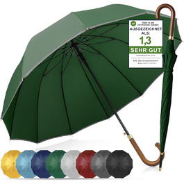 Стійкий до вітру парасолька: великий парасолька Ø120см з відбиваючим краєм, 12 спиць, з чохлом, оливковий - для чоловіків та жінок