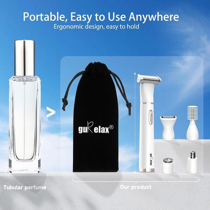 Електричний жіночий триммер Intimrasierer 5-в-1 для бікіні, зони інтимної гігієни, під пахви, обличчя, ноги та руки, USB, 5 насадок, водонепроникний