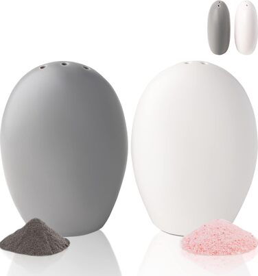 Comfify Modern Salt & Pepper Shakers - Charming decorative decor for vintage, rustic, and shabby chic lovers - White & Grey Set