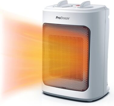 Керамічний обігрівач Pro Breeze 2000W з термостатом, електрична теплова гармата з 3 рівнями нагріву, захистом від перегріву та перекидання, білий