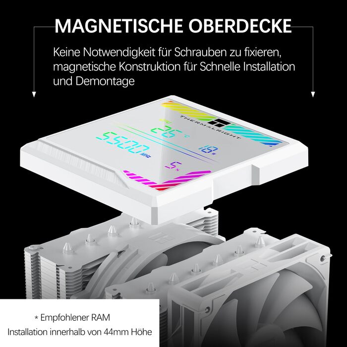 Кулер для процесора Thermalright Peerless Assassin 140 Digital White, двовежевий, 6 теплових трубок, 2 PWM вентилятори, з цифровим дисплеєм, для AM5, Intel LGA1851/1700, білий