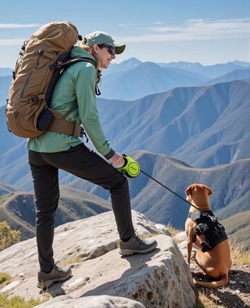 Рулетка для собак Pecute 8м, бісостійка, з набором для збору відходів, 360° без перекручування, для собак середніх та великих (15-50кг), зелена