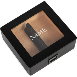 CASE ELEGANCE MAG - Настільний вологозбережувач для сигар, горіх, 20-30 сигар, скляна кришка з магнітом, восьмигранна форма, цифровий гігрометр, іспанська кедр (чорний з монограмою)