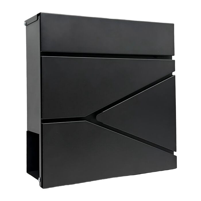 Поштовий ящик Relaxdays з газетницею, чорний, DIN C4, 37x37x11 см, вологостійкий, 4 ключі