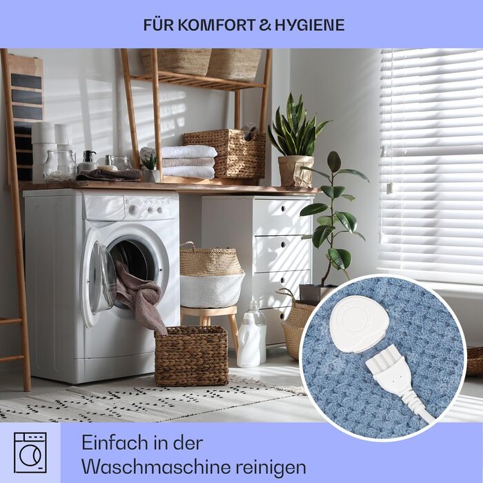 Електрична ковдра Klarstein XXL, 120W, з автовимкненням, для ліжка, дивана та кемпінгу, велика, енергозберігаюча, пральна, 200x180 см, блакитна