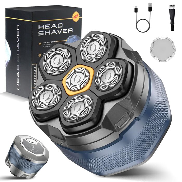 Електричний бритва для гоління голови Glatzen Herren 6D, бездротовий, водонепроникний IPX7 для сухого та вологого гоління, для догляду за обличчям та моделювання голови