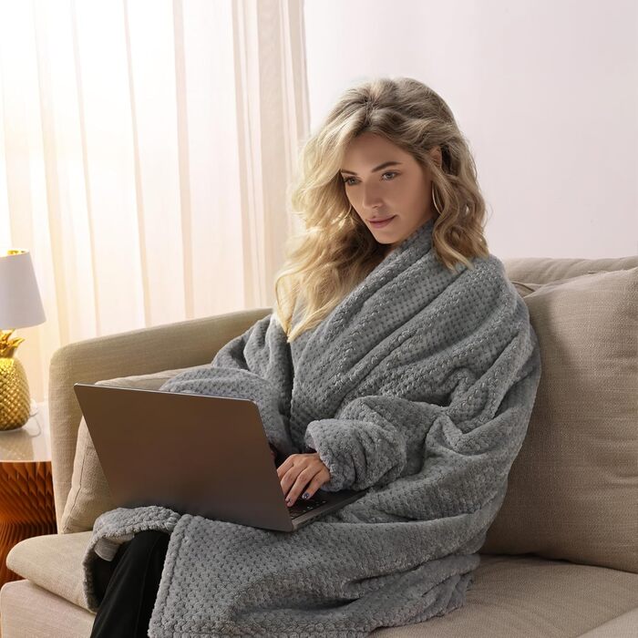 Електрична ковдра Navaris XXL з підігрівом 180x130 см, 3 режими, автовимкнення, пральна - м'яка, темно-сіра