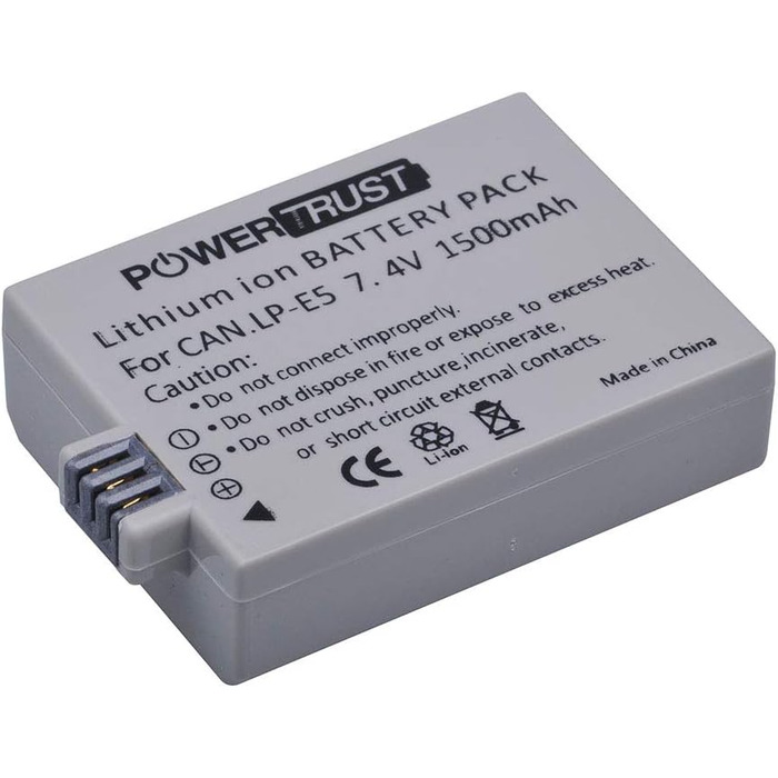 PowerTrust 2 шт. акумулятори LP-E5 та зарядний пристрій для Canon EOS 500D 1000D 450D, Rebel T1i, XS, XSi, KISS F, X3, X2