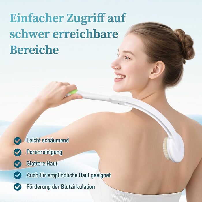 Набір для масажу спини з насадкою (3 змінні насадки), довга ручка - догляд за спиною 2024