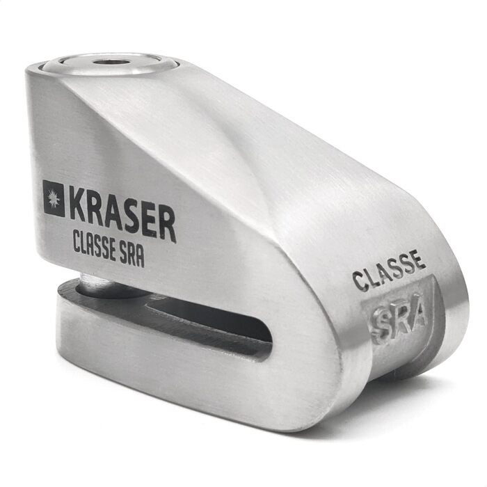 Замок на гальмівний диск KRASER KR114S для мотоцикла з сертифікатом SRA, протиугінний, подвійний замок 14 мм, 3 ключі, нагадувальний кабель, нержавіюча сталь