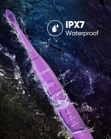 Електрична зубна щітка MySmile DY156 для дорослих, акумуляторна звукова щітка, портативна з 3 насадками, таймер 2 хвилини, 5 режимів, 45000 вібрацій на хвилину, 60 днів роботи від одного заряду, 1 шт. (фіолетова)