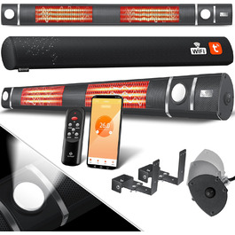 Інфрачервовий обігрівач KESSER® 3000W з LED-підсвічуванням та Wi-Fi, для тераси, кафе, ресторану. Настінний кварцовий обігрівач, антрацит