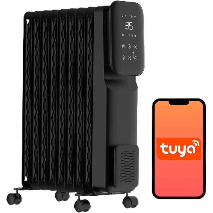 Масляний радіатор SHX 2000W з Wi-Fi, 3 режими, таймер 24г, термостат, Boost, до 40 м²