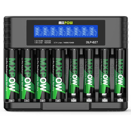 Акумулятори AA та AAA літієві з зарядним пристроєм LCD, 1.5V, 3400mWh (AA x4) та 1200mWh (AAA x4), перезаряджувані