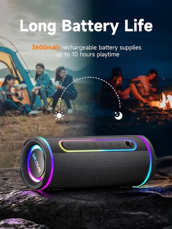 Портативна Bluetooth колонка MLOVE E80 30W, IPX7, з підсвіткою, мікрофоном, MicroSD, TWS
