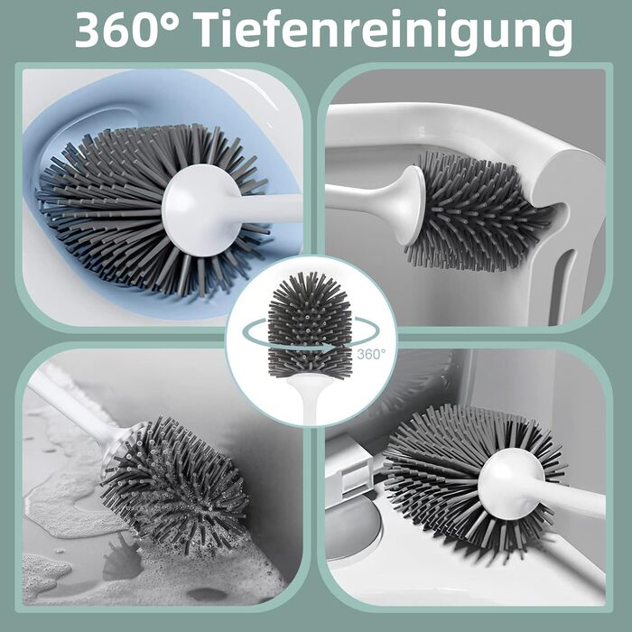 Набір для туалету: щітка з тримачем, силіконова щітка, довга ручка, швидке висихання, настінний/підлоговий монтаж (білий та чорний)