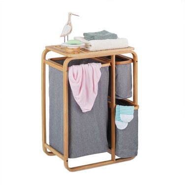 Relaxdays Laundry Basket Shelf Bamboo