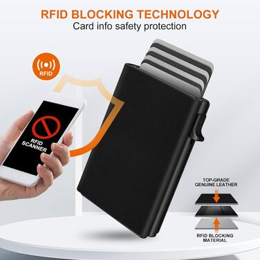 Чоловіче картхолдер, тонкий гаманець з магнітною застібкою та відділенням для монет, Pop-Up гаманець з карбону, для 11 карт, з віконцем для ID та відділенням для грошей (Чорний)