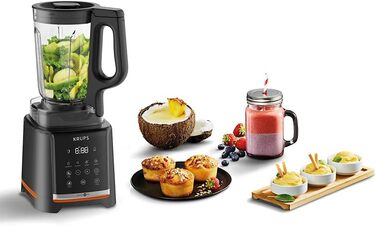 Krups Highspeed Stand Mixer InfinyMix KB9158 | 1600 W | 5 automatic programs + manual setting | Tritan container | includes recipe booklet | Smoothies, Shakes, Crushed Ice | Black
