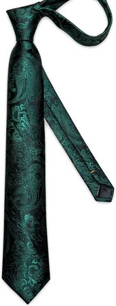 Краватка чоловіча шовкова з павальок та квітковим принтом DiBanGu (темно-зелена) + комплект краватка, кишеньковий хустинка, запонки, клямка для краватки