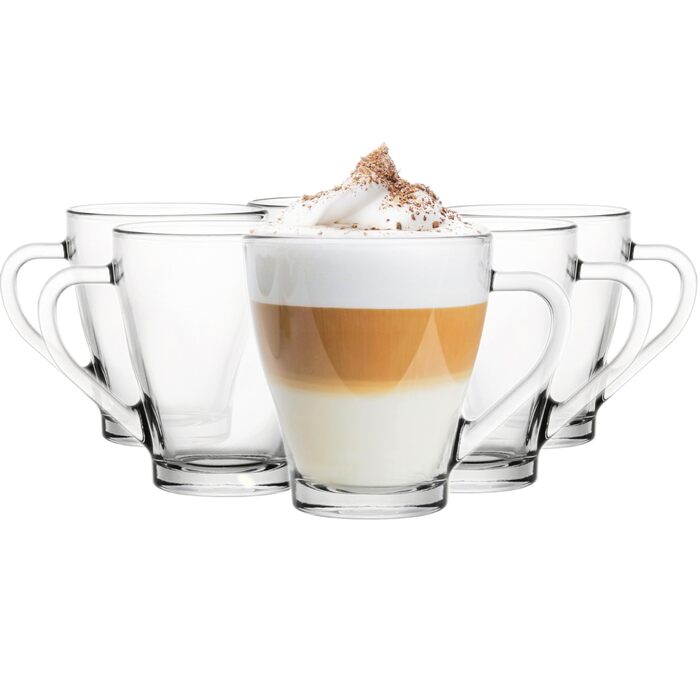 Набір кавових чашок KROSNO 1992 (6 шт, 200 мл) з ручкою - чайні, для кави та чаю, миючі в посудомийній машині