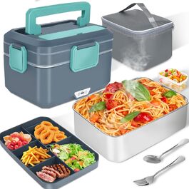 XREXS 3.5L Electric Lunch Box 90W, Electric Food Container with Extra Large Capacity, Home/Car Electric Food Container, with Fork & Spoon, Portable Electric Lunch Box for Truck Family Camping