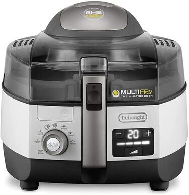 De'Longhi MultiFry Extra Chef Plus FH1396 Air Fryer, Multicooker with 1.7 kg Capacity, 8 Cooking Programs, Convection System with 2 Heating Elements, Grill Function, Recipe App, 2300 Watts, White 8 Programs