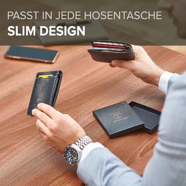 Чоловічий шкіряний гаманець Travando New York з кліпсою для грошей, RFID захистом, компактний, чорний та білий