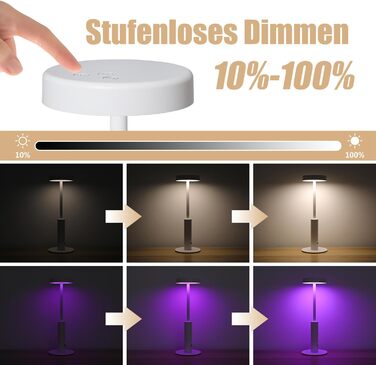 Бездротова LED лампа для столу з регулюванням кольору та яскравістю, сенсорне керування, для дому та кафе