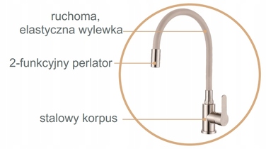 Змішувач для кухні стійка Invena Ksanti Inox сірий