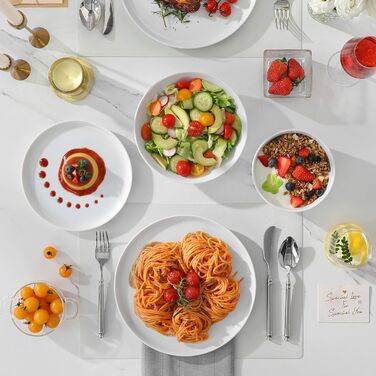 MALACASA Набір посуду Tafelservice 6 Personen, 18-Piece Porcelain Dinnerware Set White, Серія LEXI (білий, 48 предметів)