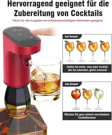 Electric Wine Decanter, Aerator, Dispenser, Pourer, Whisky Liqueur Pump, Funny, Unique, Birthday Gift, Men, Women, Mom, Dad, Boss, Brother, Husband (Red)