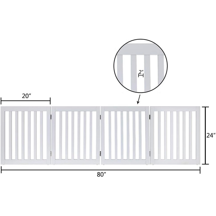 Захисний бар'єр для собак Unipaws: дерев'яне, розкладне, без свердління, 4 елементи, 61 см, 204x61 см