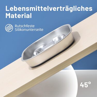 Миска для собак Anti Schling Napf з нержавіючої сталі 304, з силіконовим дном, для маленьких та середніх собак, 23*23*4.5 см