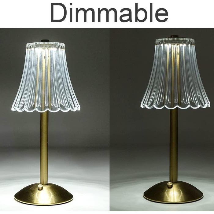 Бездротова LED-лампа настільна з акумулятором, диммер, нічна/настільна лампа для вітальні, спальні, 3 кольори, золота (квіти)