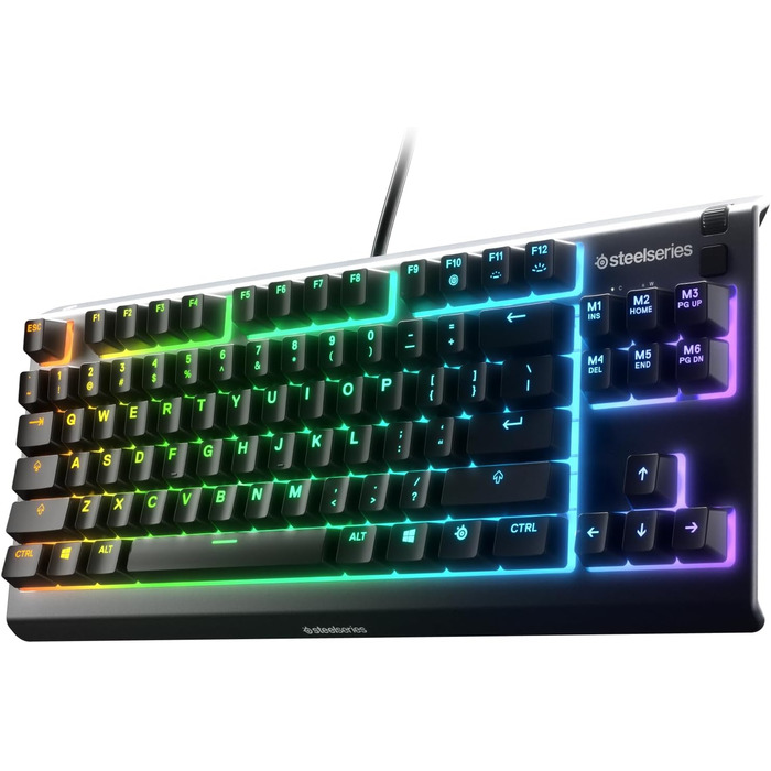 Клавіатура SteelSeries Apex 3 TKL RGB для геймінгу: компактний форм-фактор TKL, RGB підсвічування, захист від води та пилу, тихі перемикачі, Anti-Ghosting