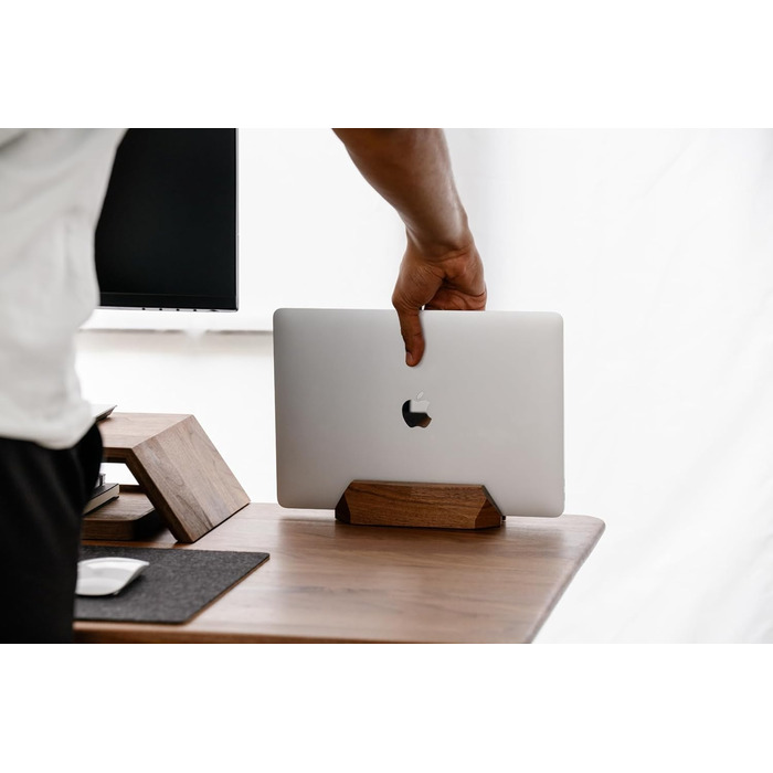 Oakwood Adjustable Wooden Laptop Stand - Desk Dock for MacBook Pro, MacBook Air, iPad - Walnut & Oak Wood, Handmade