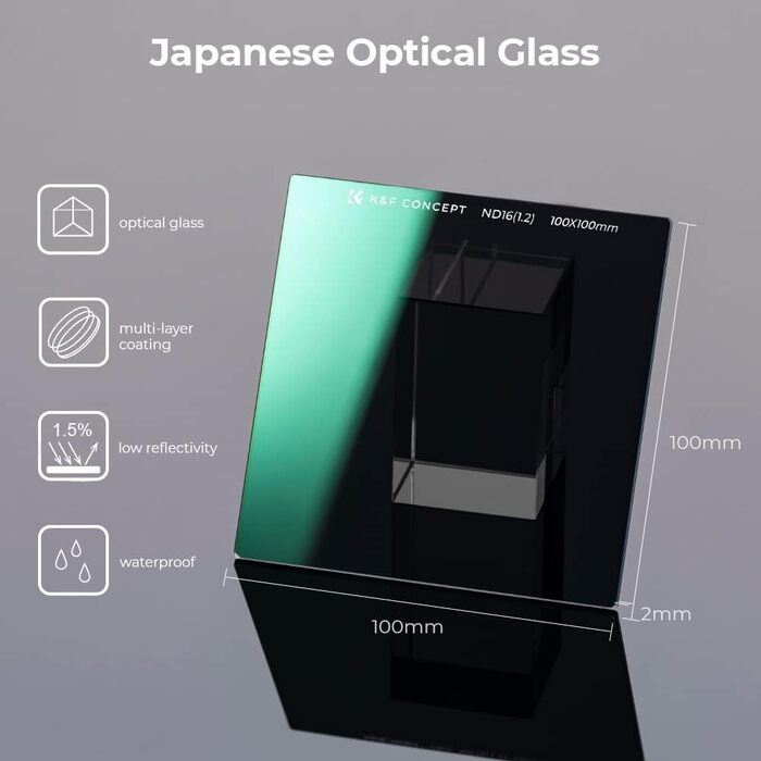 Набір фільтрів K&F Concept Nano-X: квадратний фільтр, адаптерні кільця (8 шт.), ND16