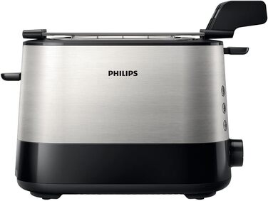 Philips HD2639/90 – Toaster (730 W, extra wide slot, sandwich accessory), Black and Silver