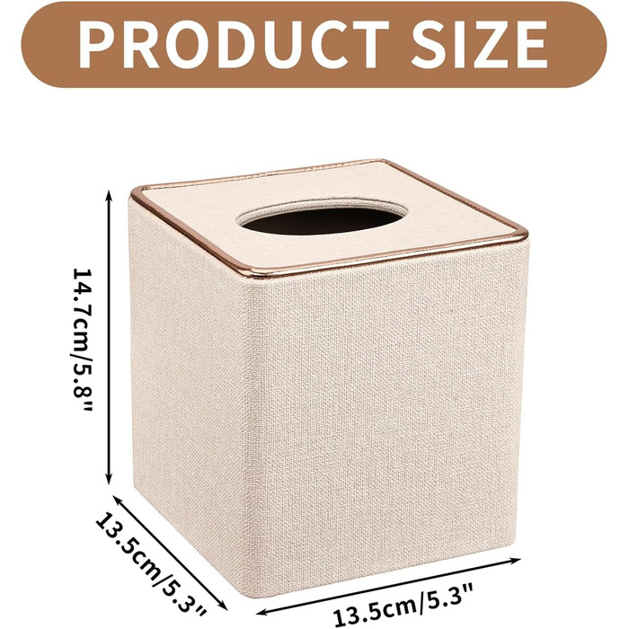 Скляниця для серветок з PU шкіри, 25x13,5x9,5 см, з 4 підставками в подарунок (бежева)