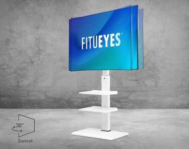 FITUEYES TV Stand White Series-S - 32-65 Inch, 40kg Capacity, Adjustable Height, Swivel & Tilt, 400x600 VESA, 3 Shelves