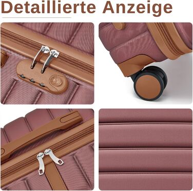 Чемодан KONO 3-в-1: ABS+PC, з коліщатками та кодовим замком (55см, ручна поклажа), червоно-коричневий