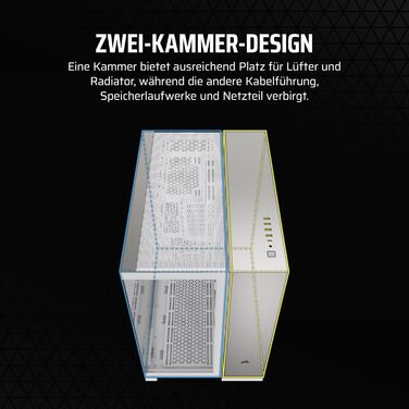 Корпус Corsair 6500X Mid-Tower ATX - Без вентиляторів, 2-камерний дизайн, сумісний з платами зворотного підключення, загартоване скло, білий/сірий