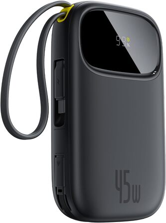 Power Bank Baseus QPow3 20000mAh 45W з 3 USB-C та 1 USB-A, LED дисплеєм, PD3.0/QC4.0, чорний