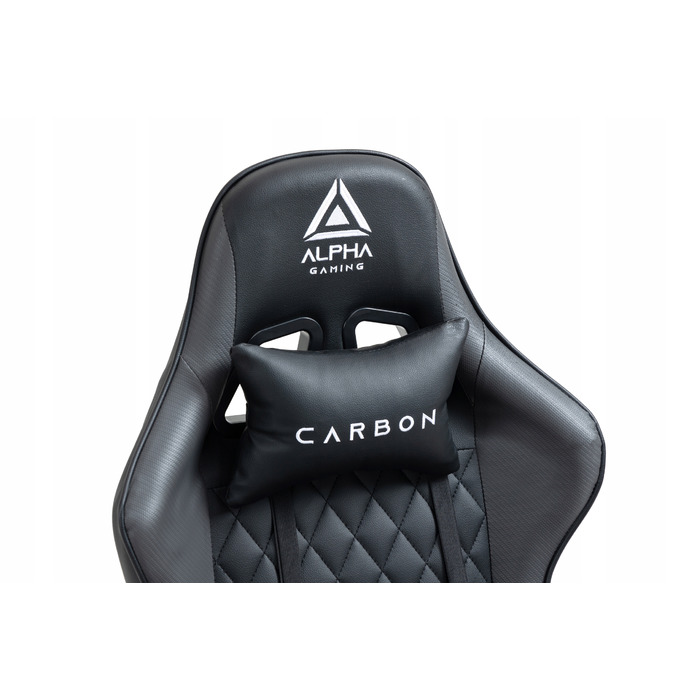 Ігрове крісло Alpha Gaming Carbon, штучна шкіра, чорно-сіре