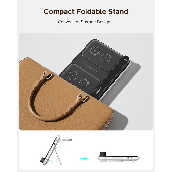 Зарядна станція SwanScout 710A для iPhone 17/Air/15/14/13/12/11 та Apple Watch/AirPods, бездротова зарядка 2 в 1