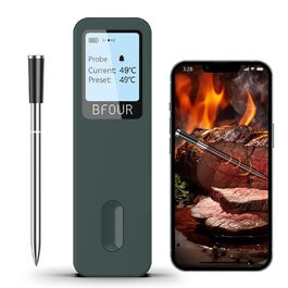 Термометр для м'яса BFOUR BF-30 PRO: бездротовий Bluetooth, LCD-дисплей, водонепроникний IP67, для приготування BBQ, гриля, випікання та кухні (зелений)