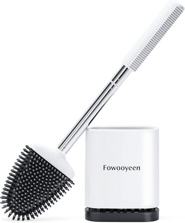 Набір щіток для унітазу Fowooyeen: силіконові, настінні, плоскі, з сердечком, елегантний дизайн, без свердління, 2 шт. (білий матовий)